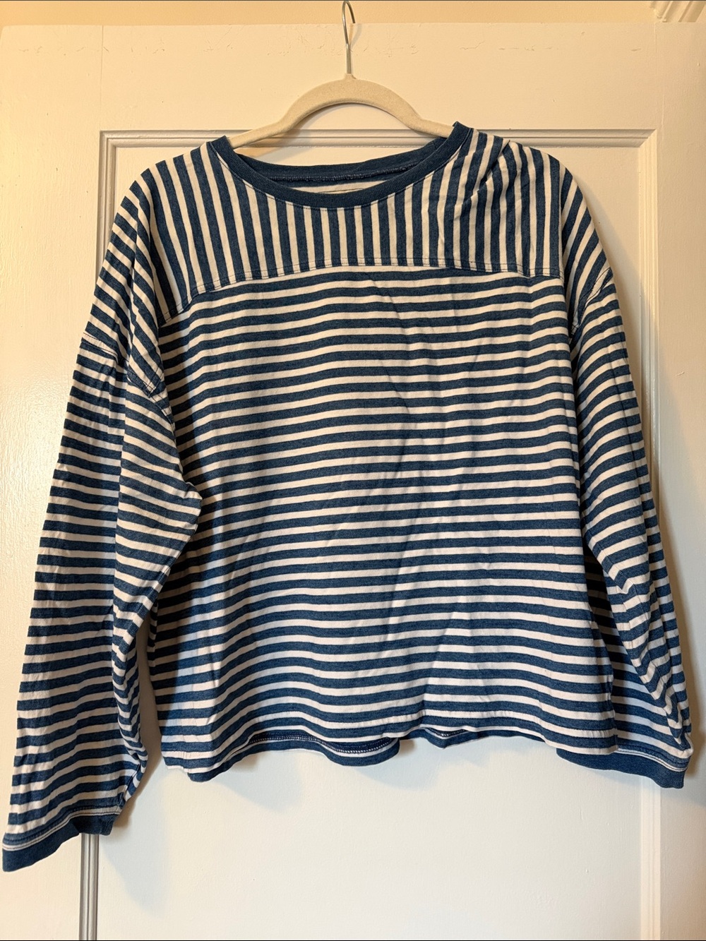 Madewell Blue & White Striped Long-Sleeve Tee 100% Cotton